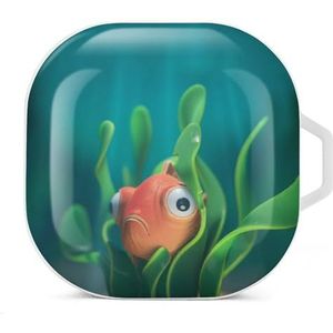 Goldfish Hiding Underwater in Seaweed Earbuds Case Compatibel met Samsung Hard Shell Beschermhoes Wit-Stijl