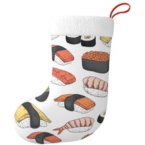 Aubnva Sushi Print Kerst Kous 17.7 inch Feestelijke Decor Voor Xmas Familie Bijeenkomsten Party Gunsten