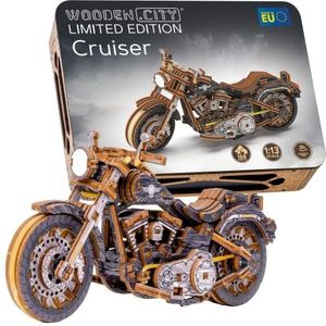 Wooden.City Houten Mechanische Model Cruiser V-Twin Limited Edition 3D-Puzzel Voor Volwassene