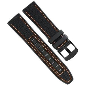 dayeer 22mm Canvas Rubber Horlogeband Voor MIDO M038/M038431A Serie Mannen Polsband Armband Horlogebanden (Color : Black Orange black, Size : 22mm)