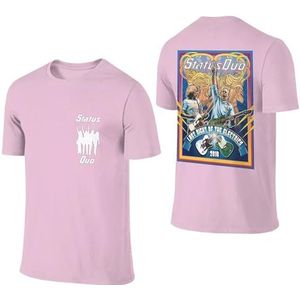 Sta-Tus Logo Qu-o Heren Katoenen T-shirt Korte Mouw Ronde Hals T-shirt voor Heren Zachte Zwarte T-shirts Basic Casual Fans Gift Tops, roze, 5XL