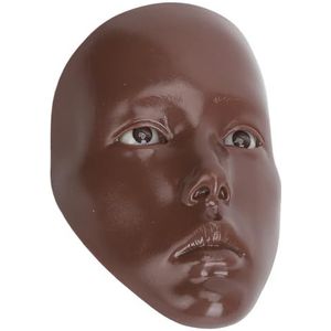 Make-up Mannequin Gezicht, 5D Gezicht Make-up Oefenbord 8PCS Cosmetische Borstel Afneembare Oog Siliconen Onderwijs voor Mond (zwarte huid)