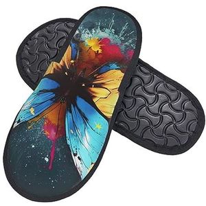 408 Huis Slippers, Art Butterfly Slipper Wasbare Hotel Slippers Gezellige Pluizige Slippers Voor Outdoor Indoor Volwass, Harige pantoffels 2616, 7/10.5 UK