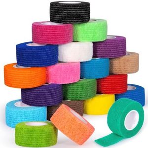 JEDWKFA 20 rollen zelfklevend verband, 4,5 m x 2,5 cm vingertape, kinesiologietape, elastisch verband, bevestigingsverband, zelfklevend, voor polsen, vingerbescherming, veelkleurig