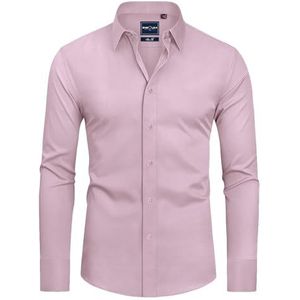 DEMEANOR Herenhemd met lange mouwen, businessoverhemd, slim fit, strijkvrij, vrijetijdshemd, paars-grijs, L