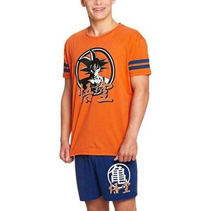 Elbenwald Dragon Ball Z Pyjama Son Goku print op shirt en Kame symbool op broek 2-delig voor heren oranje blauw - L, Meerkleurig, L