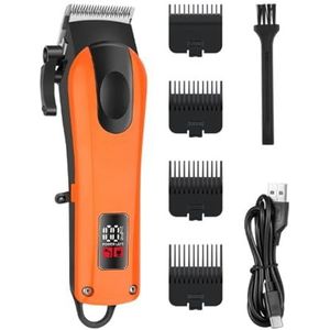 Tondeuse voor mannen, professionele tondeuse haarsnijmachine oplaadbare tondeuse mes draadloze elektrische trimmer heren kapper (oranje)