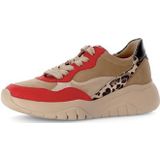 GABOR - Sneakers - Bruin - Vuurrood - Zwart - Leer - Snoersluiting - Platte Hak