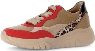 GABOR - Sneakers - Bruin - Vuurrood - Zwart - Leer - Snoersluiting - Platte Hak