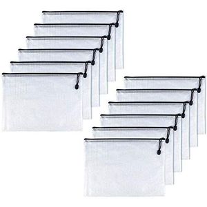 Oaimyy -B8 (3,5 x 5 inch), 12 stuks, plastic klein ritszakje documentenmappen tas en rits-bestandsmappen voor school kantoorbenodigdheden, reizen, puzzels games organiseren opslag