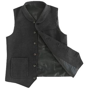 Dvbfufv Heren vest werk reverskraag Herringbone Tweed Business Vest Steampunk vest zwart XXL