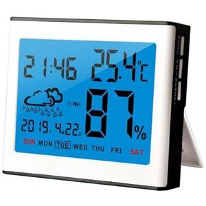 Professionele Binnentemperatuur-vochtigheidsmeter LCD Digitale Thermometer Hygrometer Sensormeter Weerstationklok Nauwkeurige Monitor(White)