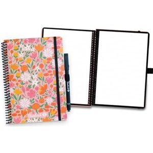 Bambook Floral Notitieboek - A5 - Dotted - Uitwisbaar notitieboek, herbruikbaar notitieblok, Duurzaam Whiteboard Schrift - Inclusief Gratis Pen & Bambook App
