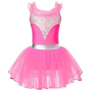 NUOYIXUAN Balletjurk met pailletten voor meisjes, tutu, gymnastiekpak voor meisjes, ballerinajurk voor dans, jazz-danskleding voor feestjes (roze, 14)
