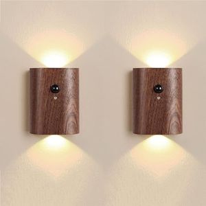 Oplaadbare wandlamp met bewegingssensor voor binnen LED draadloze wandlamp USB oplaadbare nachtlamp met sensor 3000K warm licht Magnetische gang lamp Traplamp, 2 stuks,B