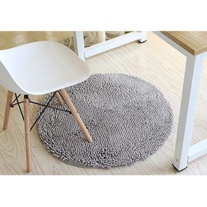 Badmat Ronde Chenille Antislip Absorberende Vloermat Slaapkamer Woonkamer Tapijt 60cm in diameter Zilvergrijs