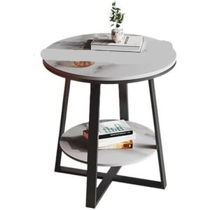 Klein Bijzettafeltje Bank Bijzettafel Moderne Scandinavische Woonkamer Hoektafel Kleine Ronde Tafel Licht Luxe Huis Marmeren Salontafel Houten Bijzettafel(White,L)