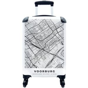MuchoWow® Koffer - Stadskaart - Voorburg - Grijs - Wit - Past binnen 55x40x20 cm en 55x35x25 cm - Handbagage - Trolley - Fotokoffer - Cabin Size - Print
