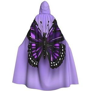 FRGMNT Dromerige paarse vlinderprint Mannen Hooded Mantel, Volwassen Cosplay Mantel Kostuum, Cape Halloween Dress Up, Hooded Uniform