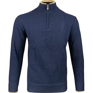 JACK PYKE Ashcombe - Gebreide trui met rits - 100% lamswol - marineblauw - M