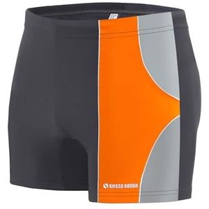 sesto senso Zwembroek voor heren, sportief, nauwsluitend en waterdicht om te zwemmen – maten M - 4XL nauwsluitende badmode, grafiet-oranje-grijs 387, XXL