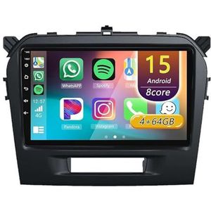 Android 15 Radio,voor Suzuki Grand Vitara 2014-2018, 9 Inch Touchscreen Autoradio Met Wireless CarPlay Android Auto Bluetooth WIFI GPS-navigatie Swc(E 8core(8G+128G))