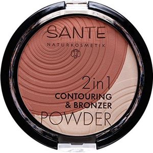 SANTE Naturkosmetik 2-in-1 Contouring & Bronzer Powder, 01 Light Medium licht & medium, veganistisch, biologische extracten, natuurlijke make-up, 9 g