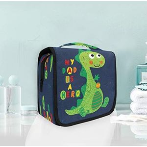 Leuke groene dinosaurus opknoping opvouwbare toilettas make-up reisorganisator tassen tas voor vrouwen meisjes badkamer