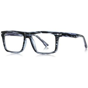 moomoobird Vierkant blauw licht blokkerende bril mannelijke TR90 montuur mode gassen montuur voor mannen, Blauw patroon frame