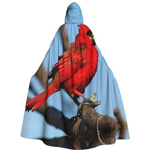 FRGMNT mooie rode vogel print mannen Hooded Mantel, Volwassen Cosplay Mantel Kostuum, Cape Halloween Dress Up, Hooded Uniform