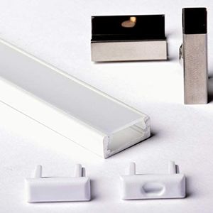 Aftertech® 2 m 2 meter 1506B 15 x 6 mm aluminium profiel voor LED-strips stijf 2 meter + afdekking (1506B mat profiel)