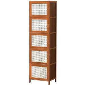 Moderne bamboe entree schoenenkast met rotan deuren Multifunctionele schoenenkast for entree en woonkamer Gesloten schoenenrek(Brown,43x32x155cm)