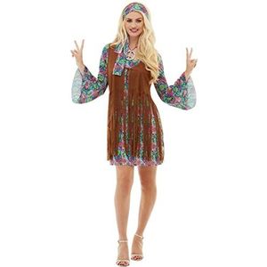 Funidelia | Hippie kostuum voor vrouwen Flower power - Kostuum voor Volwassenen, Accessoire verkleedkleding en rekwisieten voor Halloween, carnaval & feesten Maat - 4XL