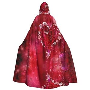 Bxzpzplj Romantische hart Womens Mens volledige lengte carnaval cape met capuchon cosplay kostuums mantel, 185 cm