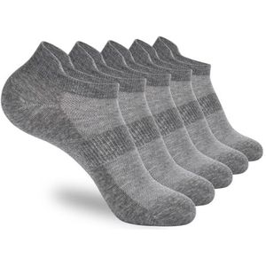 YIJIANUO 5/10 paar enkelsport hardloopsokken wit zacht dun laag top korte film heren en dames sokken, 5 paar Grijs, Eén maat