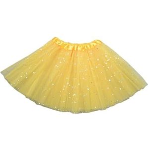 Tutu rok voor meisjes, tule rok, kinderen, meisjes, glanzende pailletten, balletrok, elastische mesh-tutu-jurk, geel, Eén maat