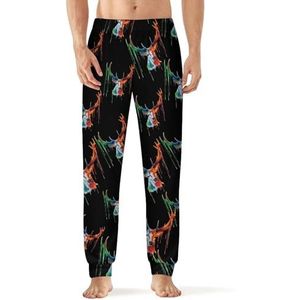 Aquarel Rendier Heren Pyjama Broek Zachte Lounge Bottoms Met Pocket Slaap Broek Loungewear