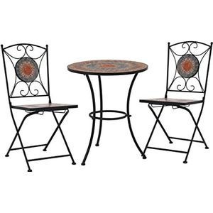 UYSELA Home Meubels 3 Stuk Mozaïek Bistro Set Keramische Tegel Oranje/Grijs