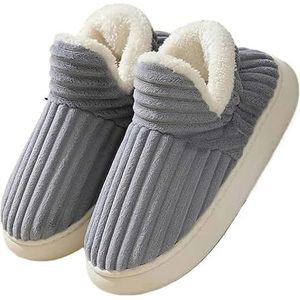 Waterdichte pluche pantoffels Katoenen herenschoenen for binnen Neutrale warme pluche enkellaarzen Snowboots Damesslippers (Color : B-gray, Size : 44-45)