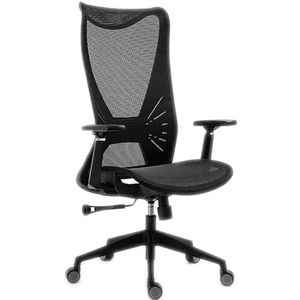 Bureaustoelen Bureaustoel Geïntegreerde hoofdsteun Bureaustoel Omkeerbare 3D-armleuning Computerstoel Mesh-managementstoelen met hoge rugleuning Verstelbare (Color : Black Aluminum Feet)