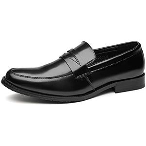 AQQWWER Herenkledingschoenen Autumn Mens Loafers For Wedding Party Dance Black Brown Leather Slip On Dress Shoes Casual Business Comfortable Flats (Color : Schwarz, Size : 40 EU)