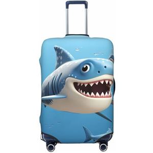 HerfsT Cartoon Shark Print Koffer Cover Elastische Wasbare Bagage Covers Stofdichte Bagage Protector voor Reizen Past 45-32 Inch, Zwart, XL