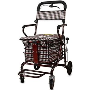 Rollator Winkelwagen voor ouderen met vier wielen, multifunctionele leuning met rem, verstelbare rugleuning, rollende trolley verlangen naar volle maan
