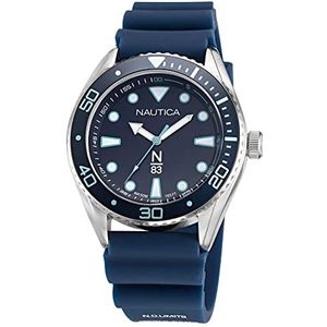 Nautica Heren roestvrij stalen kwarts siliconen band, blauw, 22 casual horloge (Model: NAPFWS219), Blauw, riem