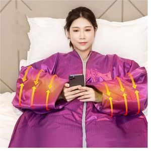 Ver-infrarood saunadeken Home SPA 2 Zone, gewichtsverlies gewogen saunadeken lichaamstherapie for fitness-detox Voor ontspanning(Purple with sleeves)