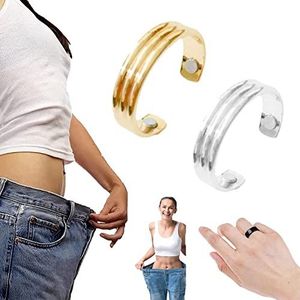Lymfatische Drainage Therapeutische Magnetische Ring, Koperen Magneet Ringen Opening Verstelbare, Lymfe Detox Ring voor Mannen en Vrouwen (#B, Goud+Zilver)