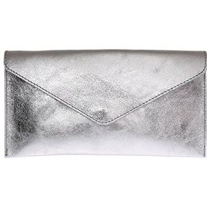 Girly Handbags Italiaans lederen metallic clutch - zilverZilver