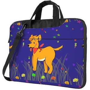 UPIKIT Spugen Tong Cartoon Hond Shockproof Draagbare Schouderlaptop Tas Voor Dagelijks Werk Zakelijke Vergaderingen, Zwart, 15.6 inch