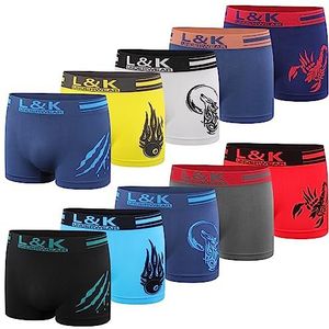 L&K Retro microvezel boxershorts, 10-pack, maten S/M–3XL/4XL, comfortabel en naadloos, stijlvolle patronen en kleur 1213-UN S-M