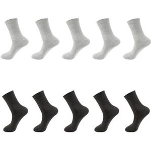 YIJIANUO 10 Paren/partij Mannen Gekamd Katoenen Sokken Zwart Casual Business Ademend Man Sok Nieuwe Voor Mannelijke Plus Size EU38-48, 5grijs 5donkergrijs, EU44-48(Plus size)